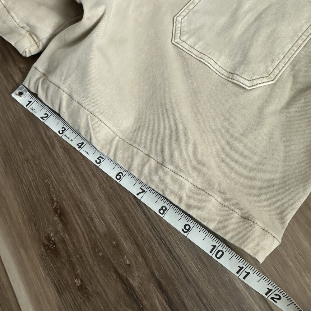 SPANX Stretch Twill Shorts Side Stripe Almond Tan Size Medium Shaping 6” Inseam - Picture 8 of 9